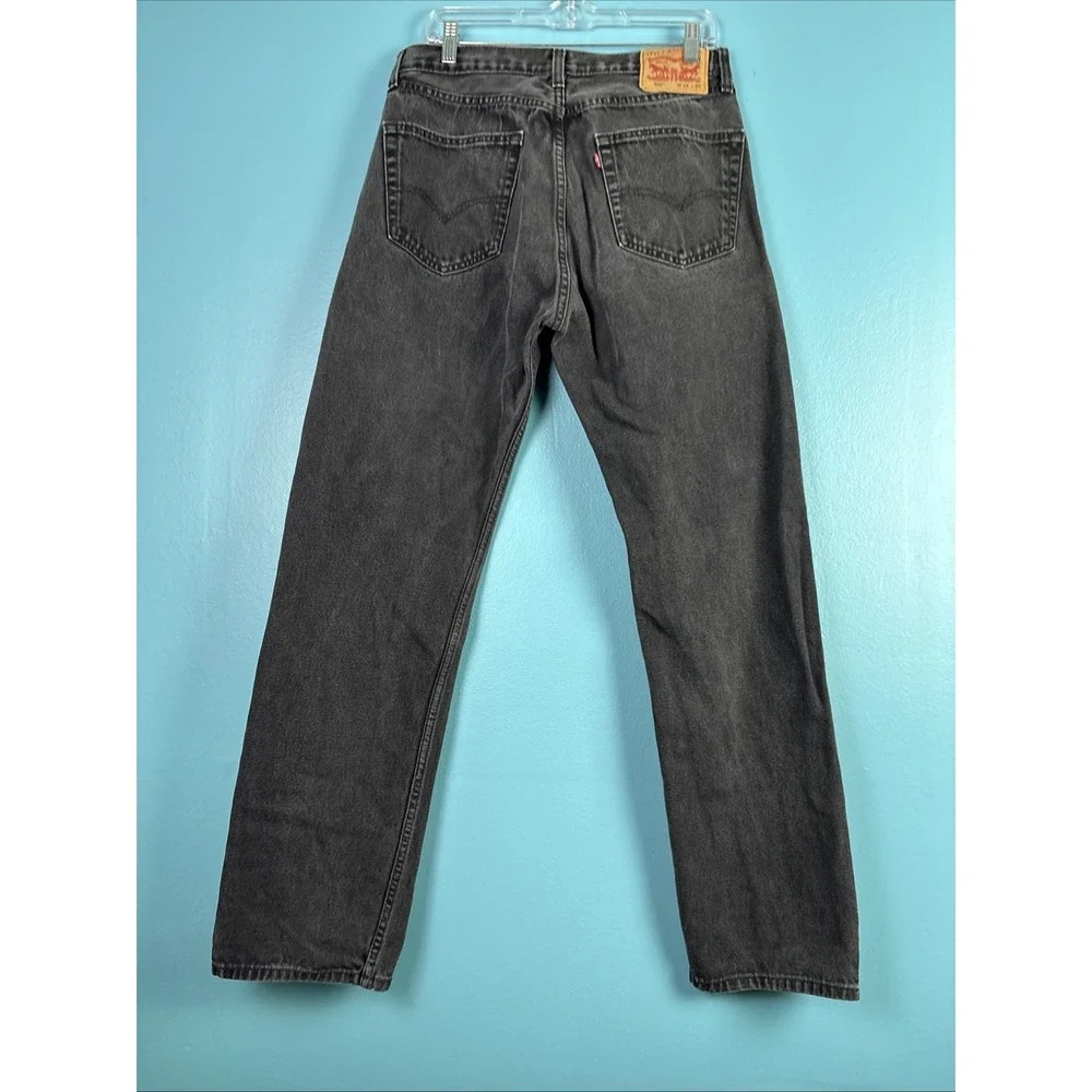 Levi's 505 Regular Fit Jeans Mens 34x34 Faded Black Straight Leg Denim